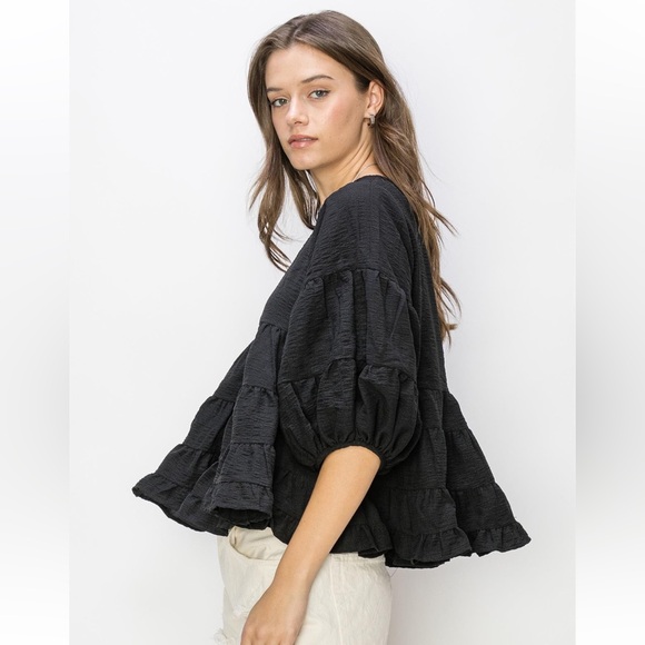 39 BEAUTIFUL SHORT SLEEVE BABYDOLL BLOUSE - Picture 5 of 5